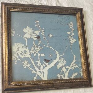 Framed Blue and White Botanical Art for Sale